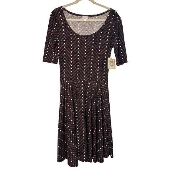 NWT Lula Roe Ladies Soft Stretchy - Comfy Scoop Neck Burgundy Dress Size Medium - Picture 2 of 8